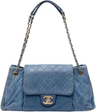 Chanel Pre-owned Leather chanel-bags - Dames - Vintage Schoudertas - Blauw - ONE Size - Vintage