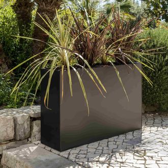 PRIMROSE Zinc Galvanised Tall Cube Planter in Black 89cm