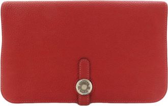 Herm&egrave;s Red Color Long Wallet (Bi-Fold) (Pre-Owned)