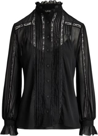 Ralph Lauren Geweven Blouse Shirt - Dames - Blouses - Zwart - M - Polyester - Overhemden