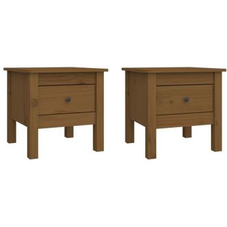 vidaXL Vidaxl - Tavolini 2 pz Ambrati 40x40x39 cm Legno Massello di Pino