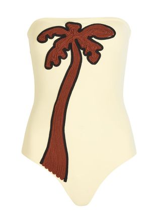Johanna Ortiz Palm Texture Embroidered Swimsuit - Natural - S (UK8-10 / S)