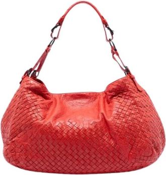 Bottega Veneta Pre-owned Shoulder Bags, female, Red, Size: ONE SIZE Pre-owned Woven Nappa Leather Shoulder Bag