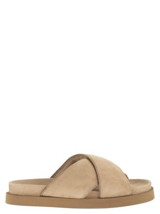 Fabiana Filippi Flat Suede Sandals With Crossed Straps
