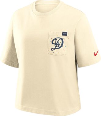 Nike Los Angeles Dodgers City Connect Pocket Boxy Nike Womens MLB T-Shirt in Brown | 11CM11MLD-3GZ