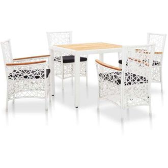 vidaXL Set da Pranzo da Giardino 5 pz in Polyrattan Bianco Vidaxl
