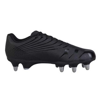 Canterbury Of New Zealand Stampede Groundbreak-rugbyschoenen voor heren, van leer met patroon, voor zachte ondergrond (Zwart/Zilver)