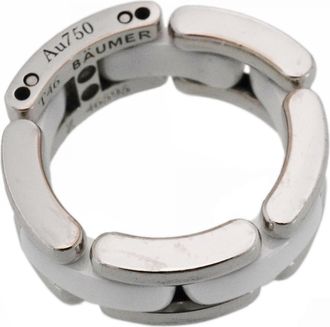 Chanel White White Gold (18K) Ceramic Band Ring (Pre-Owned)