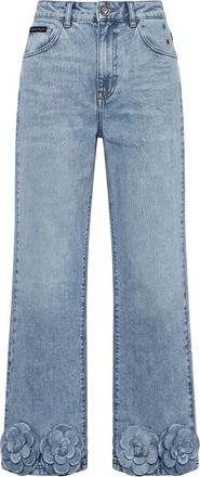 Philipp Plein Jeans Straight Cut Roses - Dames - Loose Fit Jeans - Blauw - W31 - Denim - Jeans