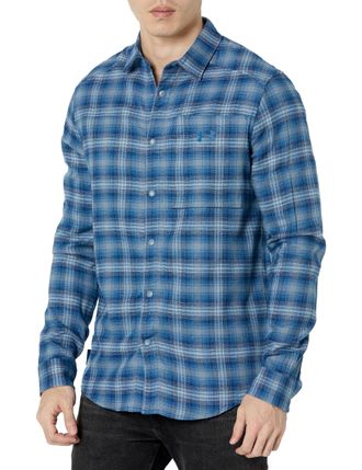 Under Armour Mens Tradesman Flex Flannel Button Down Hiking Shirt, (426) Varsity Blue / / Varsity Blue, XXL