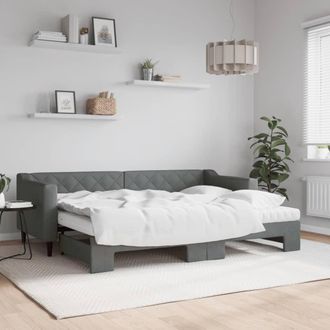 vidaXL Vidaxl - Sof&aacute; Cama Nido Con Colch&oacute;n Tela Gris Oscuro 80x200 Cm