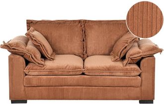 Beliani Beliani - Sof&aacute; 2 Plazas Tapicer&iacute;a De Pana Cojines Adicionales Mueble Sala De Estar Marr&oacute;n Tirro