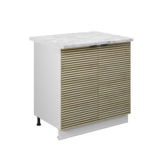 Vicco Armario Bajo Para Fregadero Fame-line, Panel De Roble, 80 Cm Con Estante, Et M&aacute;rmol, Vicco