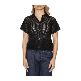Obey Truien & Vesten, Dames, Zwart, M, Kort&auml;rmad gebreide shirt