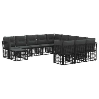 vidaXL Conjunto De Sof&aacute;s De Exterior 12 Pcs Negro Y Gris Oscuro Vidaxl