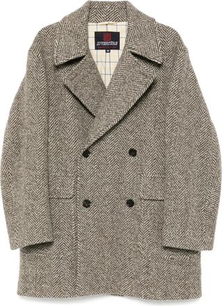 N.Peal Cappotto con motivo a spina di pesce - Marrone