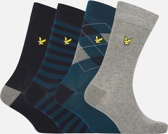 Lyle & Scott Lyle And Scott Mens 4 Pack of Dress Socks - Multi - Size: 7/8.5/8/7.5/9/9.5/10/10.5/11