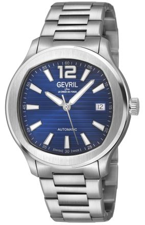 Gevril Group Mens Stuyvesant 316L Stainless Steel Case, Blue Dial, Bracelet Watch. - Silver - One Size