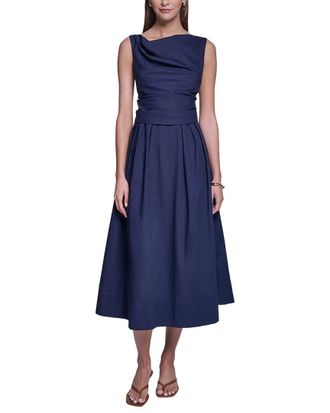 Halston Heritage Sleeveless Cotton Pleated Fit And Flare