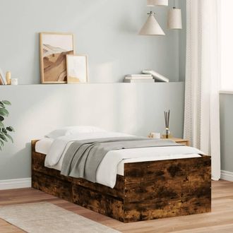 vidaXL Estructura De Cama Con Cajones Roble Ahumado 100x200 Cm Vidaxl