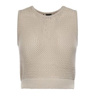Pinko Sleeveless Tops, female, Gray, Size: XS Knitted Sleeveless Top