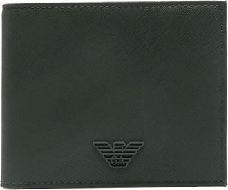 Emporio Armani logo.appliqué wallet - men - Goat Skin - One Size - Green