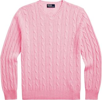 Ralph Lauren De Iconische Kasjmieren Trui met Kabelpatroon - Heren - Cashmere truien - Roze - S - Kasjmier - Truien & Vesten