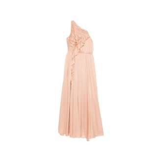 Ulla Johnson Kleedjes, Dames, Beige, S, Leer, Aisha One-Shoulder Avondjurk