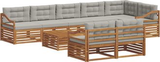 vidaXL Conjunto De Sof&aacute;s De Exterior 9 Uds. Gris Natural Y Claro Vidaxl