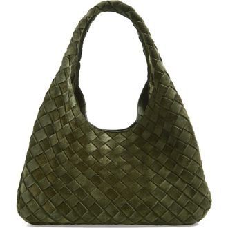 Bottega Veneta Small Campana Intrecciato Suede Tote in 3783 Green Tweed-M Brass at Nordstrom