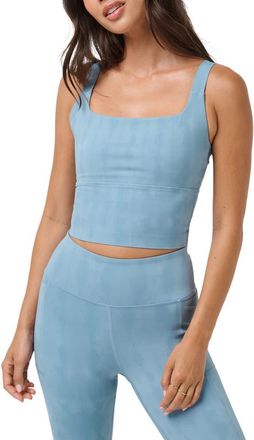 Travis Mathew Moveknit Resilience Crop Tank in Smoke Blue Multi at Nordstrom, Size X-Large