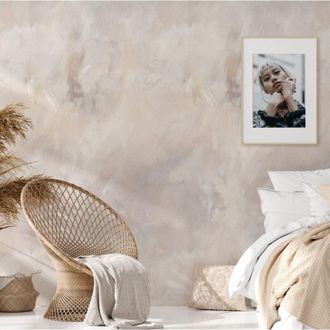 Wallpapers4Beginners Wallpapers4beginners - Carta da Parati Stucco Veneziano Beige e Tortora in Fogli di Carta, 250x200cm