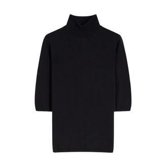 Max Mara Stockinette-Stitched Wool Polo-Neck Jumper - female - Max Mara - Turtlenecks - Blue - S - Knitwear