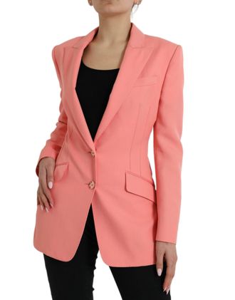 Dolce & Gabbana Womens Pink Polyester Single Breasted Blazer Jacket Viscose Elastane Clothing