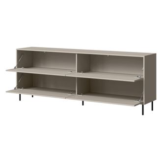 Dmora Aparador Cataldo, Alacena 2 Estantes, Apertura Abatible, 4 Puertas, 200x39x75h Cm Beige