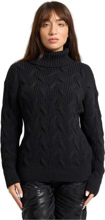A|X Armani Exchange Gebreide coltrui met grove steek - Dames - Coltruien - Zwart - S - Katoen - Truien & Vesten