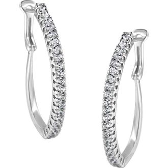 House of Brilliance 10KT White Gold 1 Ct Diamond Hoop Earrings at Nordstrom