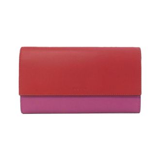 Gucci Pink Red Color Leather Long Wallet (Bi-Fold) (Pre-Owned)