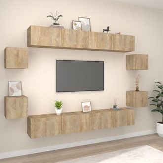 vidaXL 8 Piece TV Cabinet Set Sonoma Oak Engineered Wood vidaXL