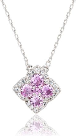 Suzy Levian Sterling Silver Blue Sapphire & Diamond Accent Clover Flower Necklace