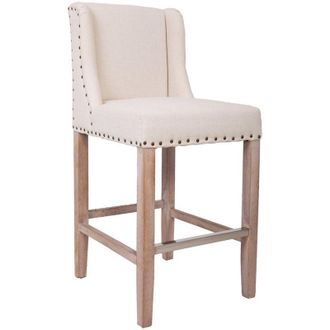Wanderlust Deco Wanderlust Deco - Taburete De Madera Y Tapizado Beige 48x58x67/104