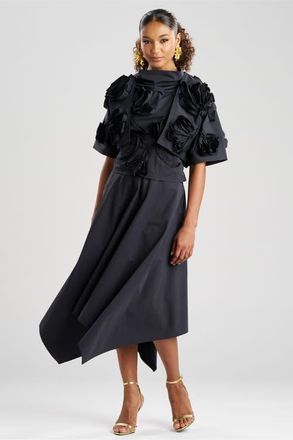 Natori Tech Cotton Taffeta 3D Embroidered Bolero in Black at Nordstrom, Size Small