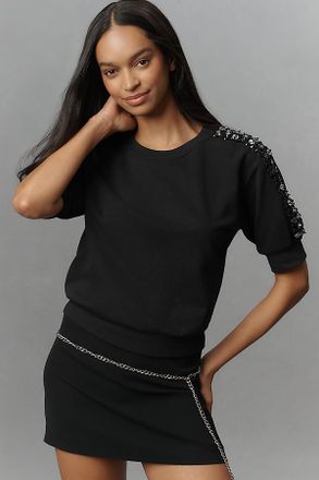 Maeve Decorated Sequin Shoulder Sweatshirt