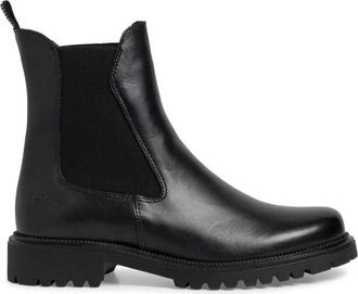 Tamaris Klassieke Zwarte Leren Chelsea Boots - Dames - Chelseaboots - Zwart - 41 EU - Leer - Schoenen