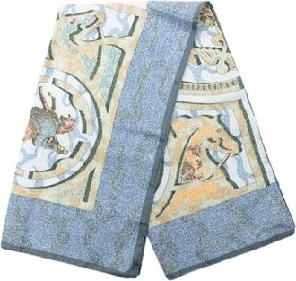 Herm&egrave;s Pre-owned Scarves, female, Blue, Size: ONE SIZE Pre-owned Alfred De Dreux Peintre du Cheval Scarf