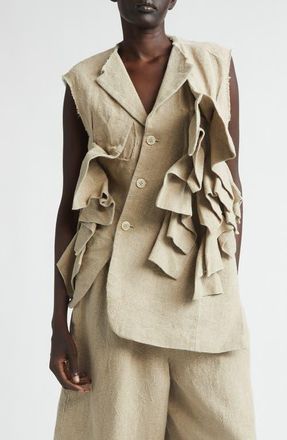 Comme Des Gar&ccedil;ons Asymmetric Heavyweight Linen Canvas Vest in Ecru at Nordstrom, Size Medium