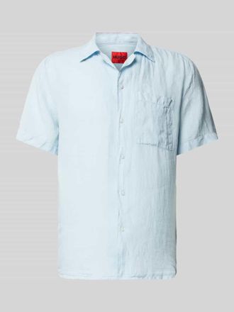 HUGO BOSS Straight Fit Freizeithemd aus Leinen Modell Ellino in Hellblau, Größe XXL