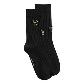 Simone Rocha Embellished Merino Silk Enkelsokken - Dames - Ondergoed - Zwart - Maat: ONE Size Zijde