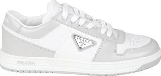 Prada Downtown Leren Sneakers - Heren - Sneakers - Wit - 41 EU - Leer - Schoenen
