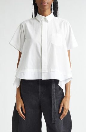 sacai Poplin Shirt in Off White at Nordstrom, Size 2